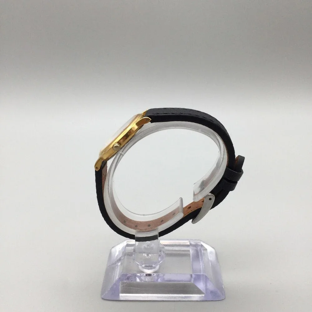 Seiko Watch Womens 26mm Gold Tone 1N00-0D59 Black Leather Band New Battery - Picture 3 of 15